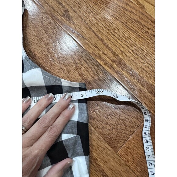 Talbots Gingham Shift Dress Womens Size 14 Black White Plaid Retro Mod Old Money - Picture 9 of 9